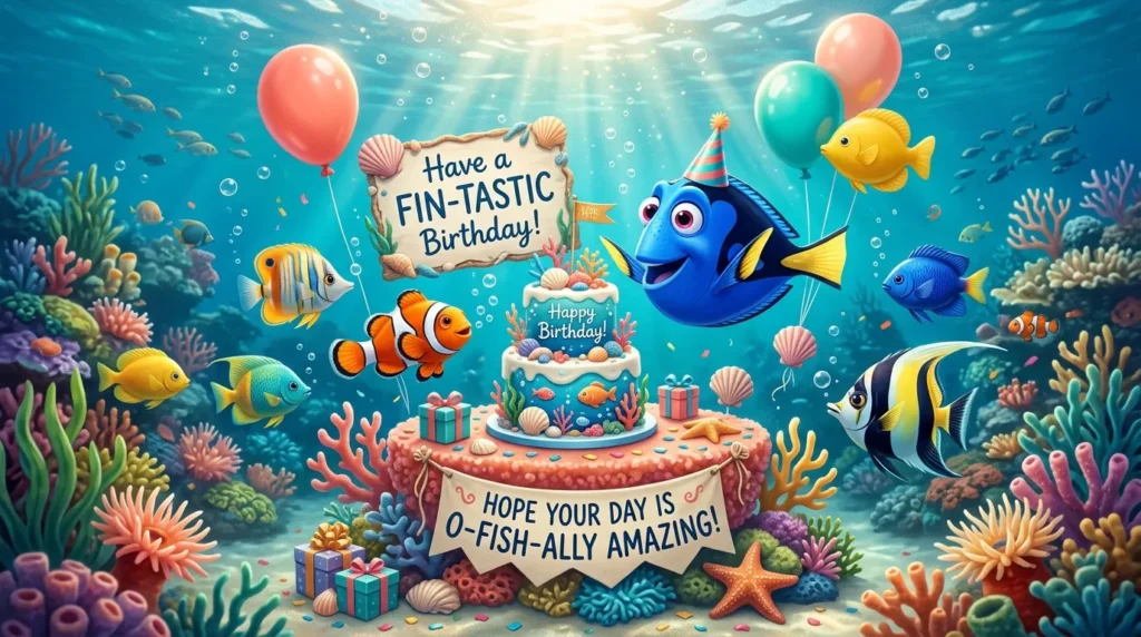 Funny birthday fish puns for cards and messages